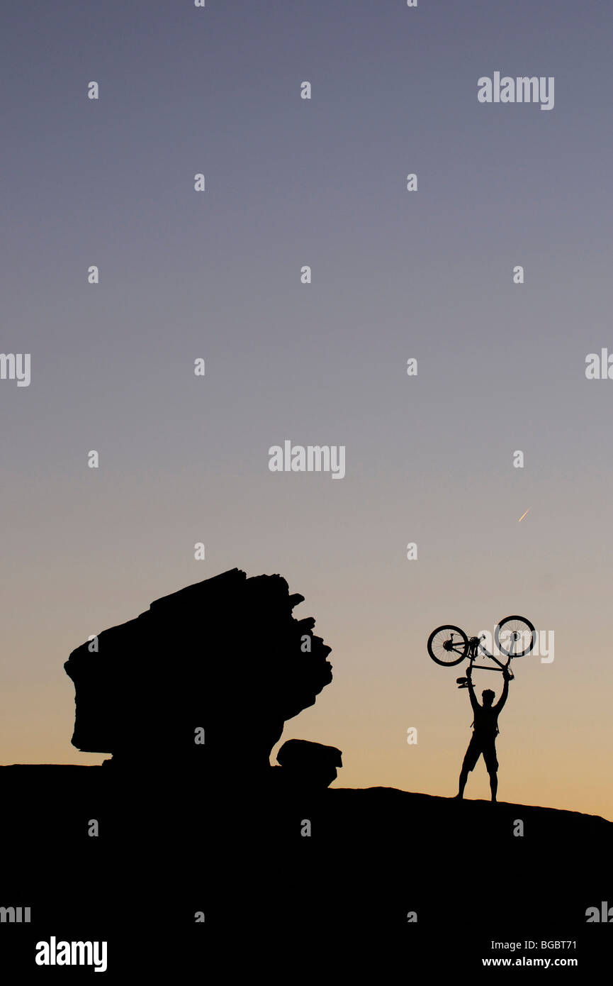 Mountain Biker Slickrock Trail Moab Utah Usa Stock Photo Alamy