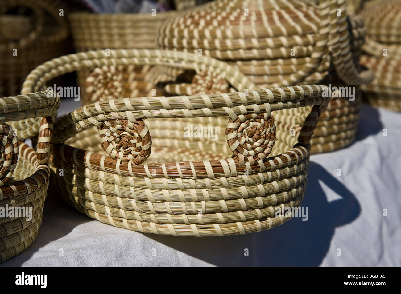 Sweet grass basket made in Charleston, South Carolina by a Gullah
