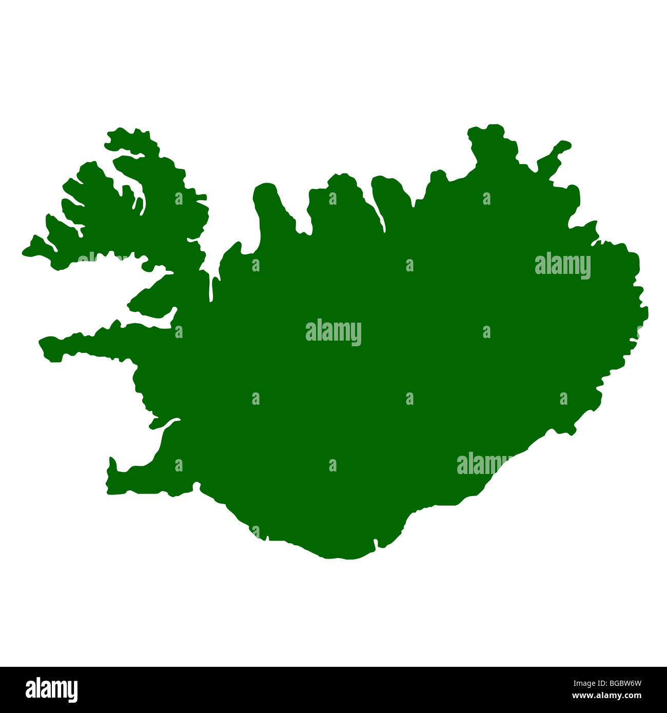 Map of Iceland isolated on white background. Stock Photo