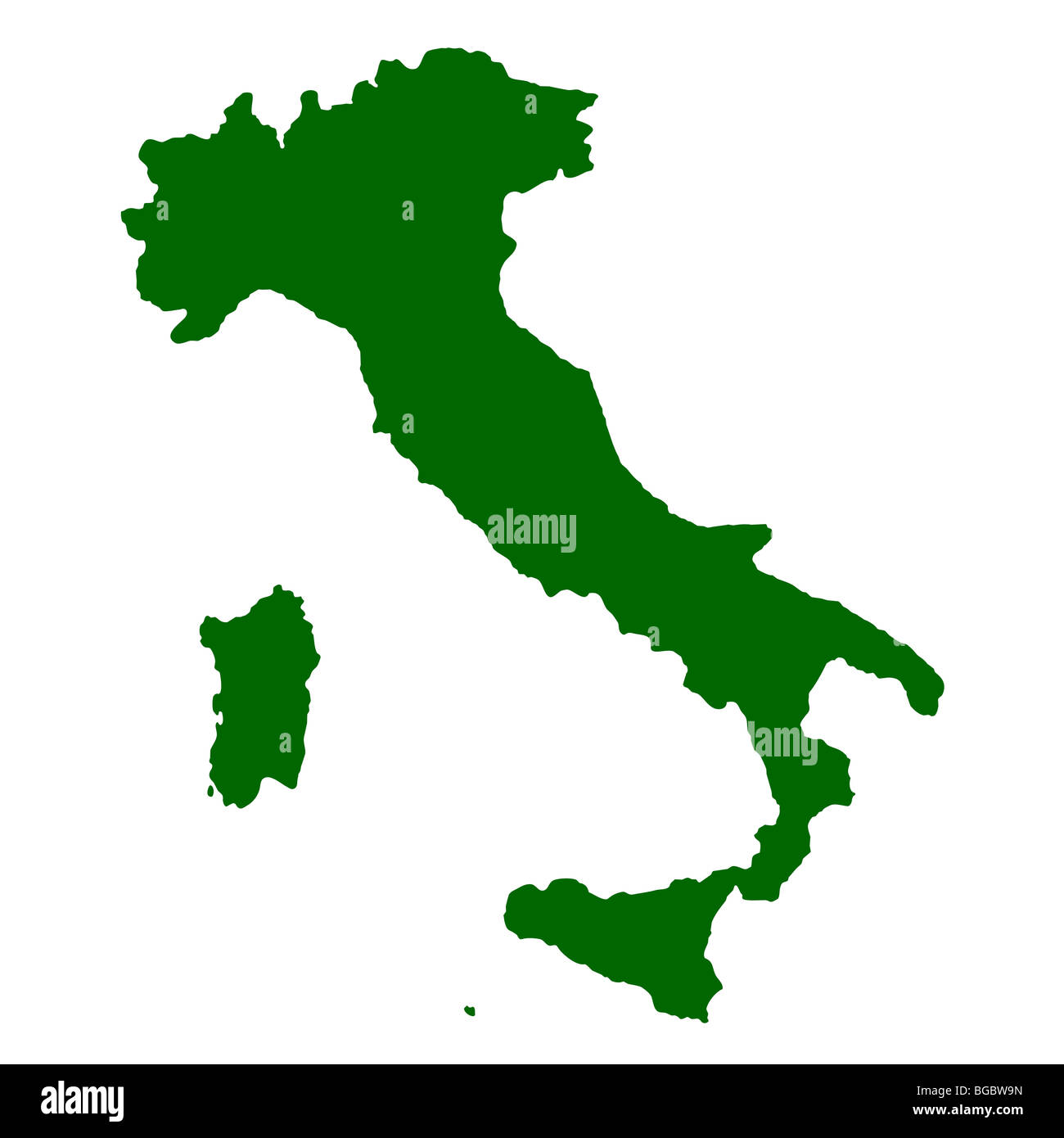 Map of Italy isolated on white background. Stock Photo