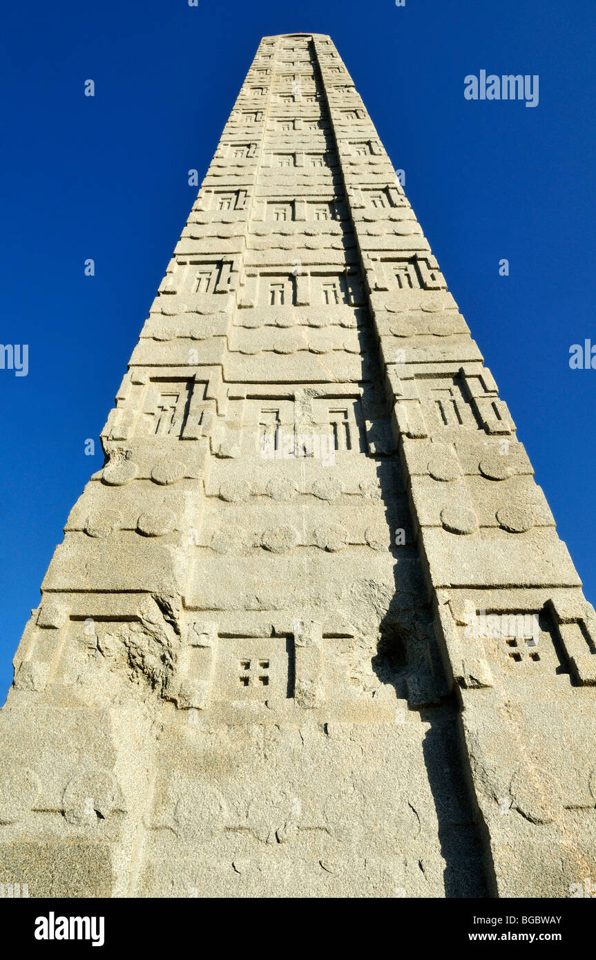 'Italian' ancient Axumite stele at Aksum, Axum, UNESCO World Heritage Site, Tigray, Ethiopia, Africa Stock Photo