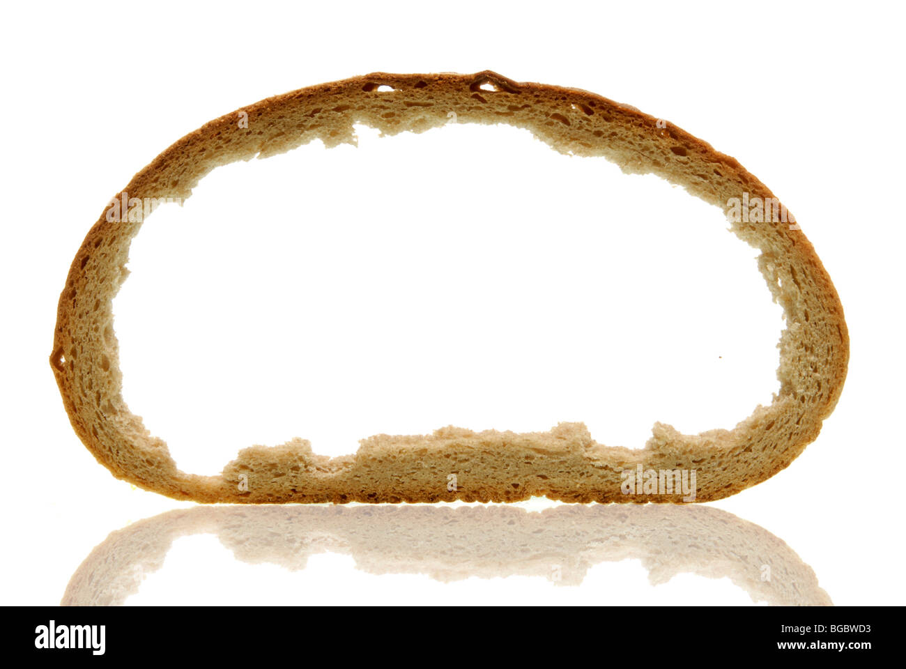 A hollowed-out slice of bread Stock Photo