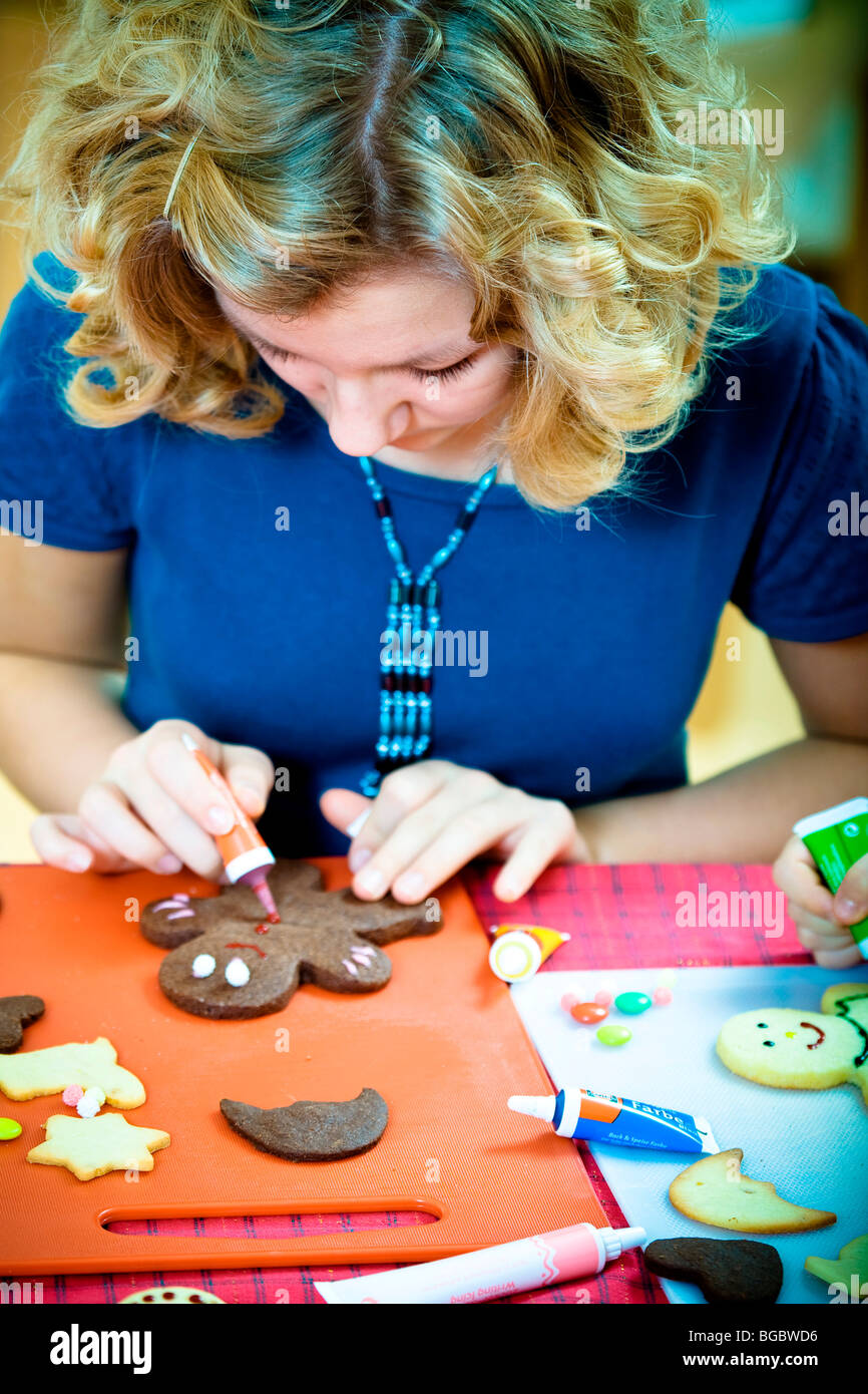 Christmas Baking 13 Year Old Girl Decorating Christmas