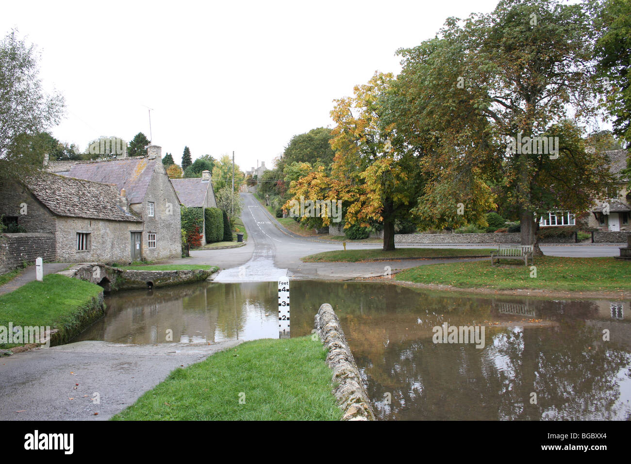 A ford at the village of Shilton in Oxfordshire. Stock Photo