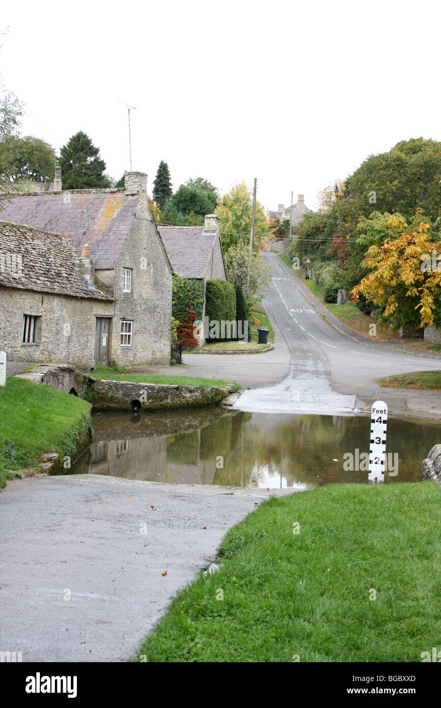A ford at the village of Shilton in Oxfordshire. Stock Photo