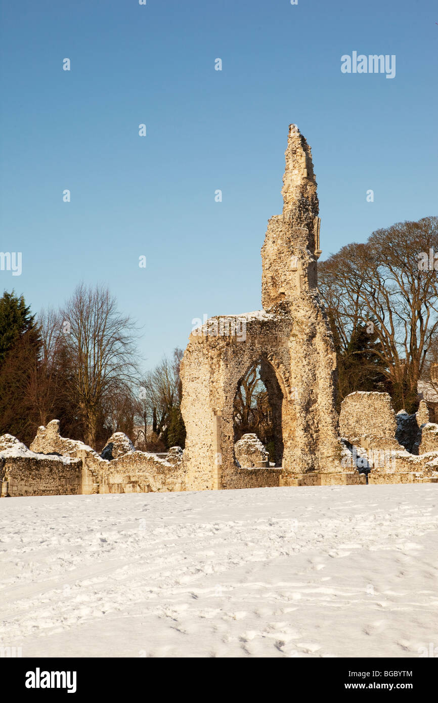 Arch of the Cluniac Priory ruins at Thetford Norfolk England uk in