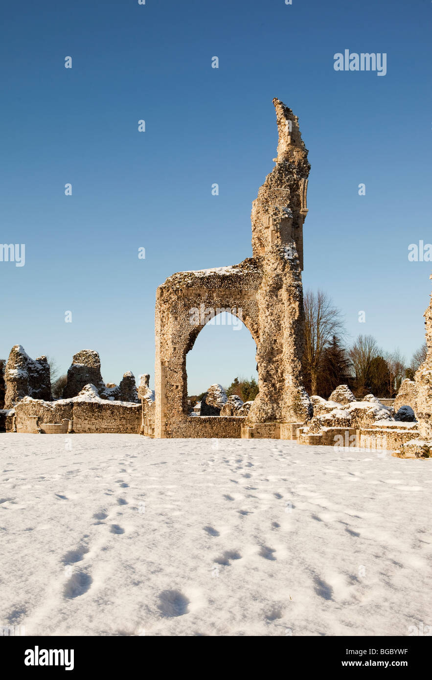 Arch of the Cluniac Priory ruins at Thetford Norfolk England uk in