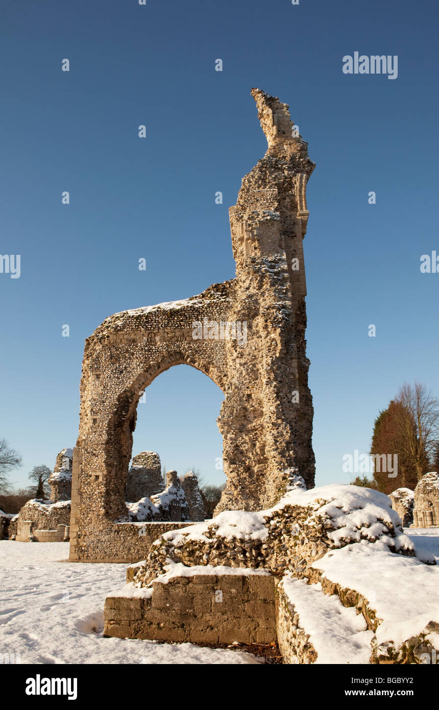 Arch of the Cluniac Priory ruins at Thetford Norfolk England uk in