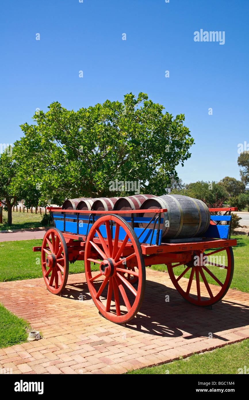 Dray with Wine Barrels Swan Valley Perth Western Australia Stock Photo ...