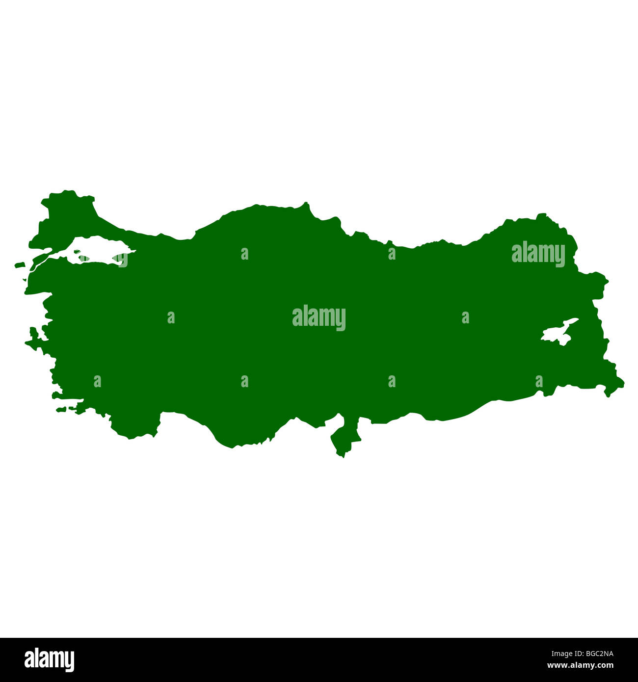 Map of Turkey isolated on white background. Stock Photo