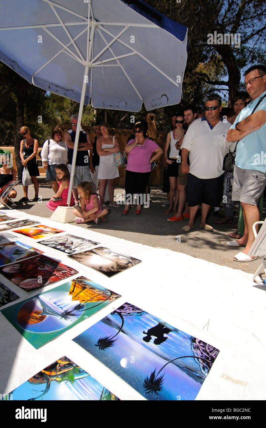 Hippie market, Es Cana or Es Canar, Punta Arabi, Ibiza, Pine Islands, Balearic Islands, Spain, Europe Stock Photo