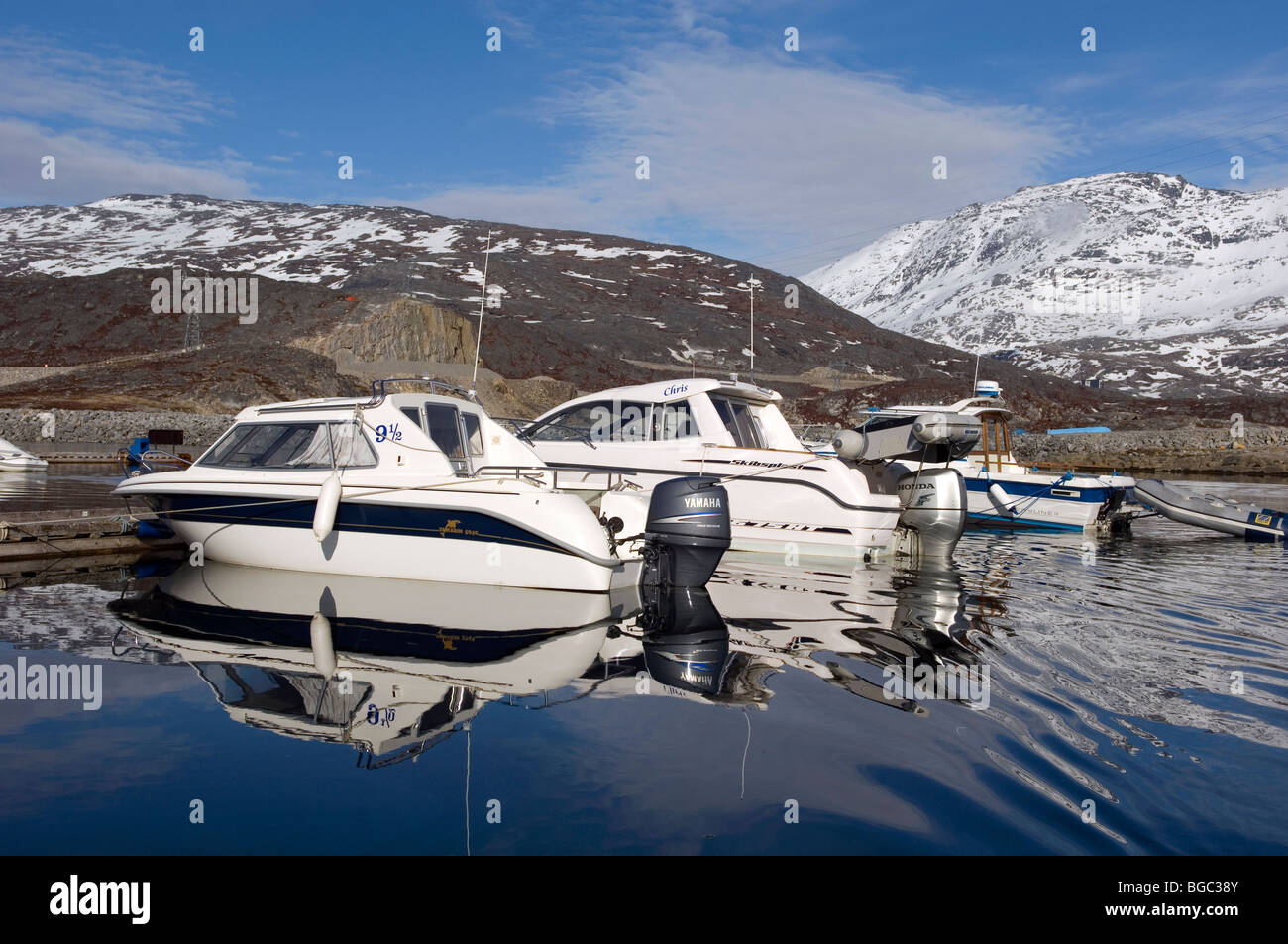 Boats in marina in Greenland Stock Photo