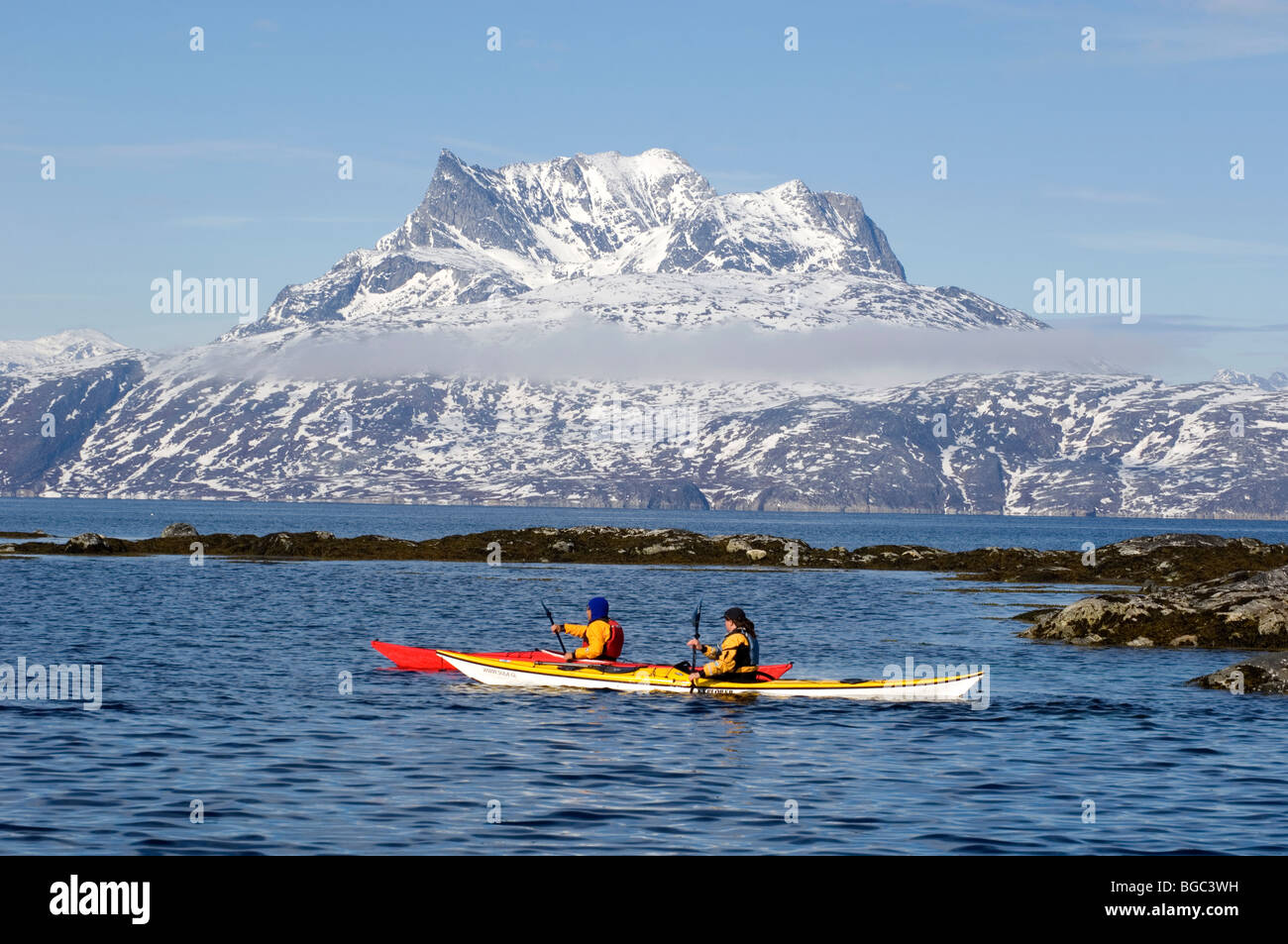 Kayaking in the waterways near Nuuk, Greenland Stock Photo Alamy