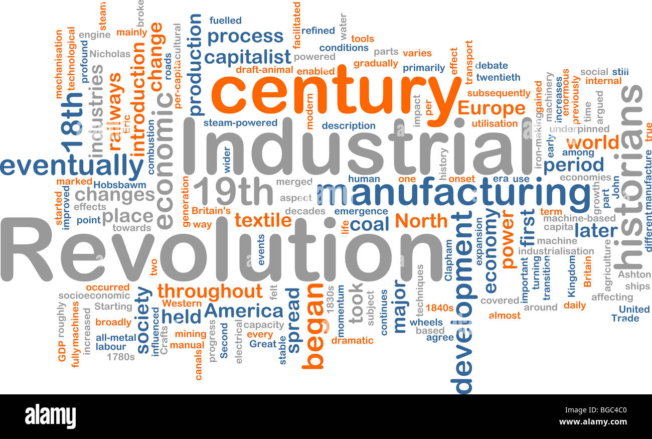 Word cloud concept illustration of industrial revolution Stock Photo