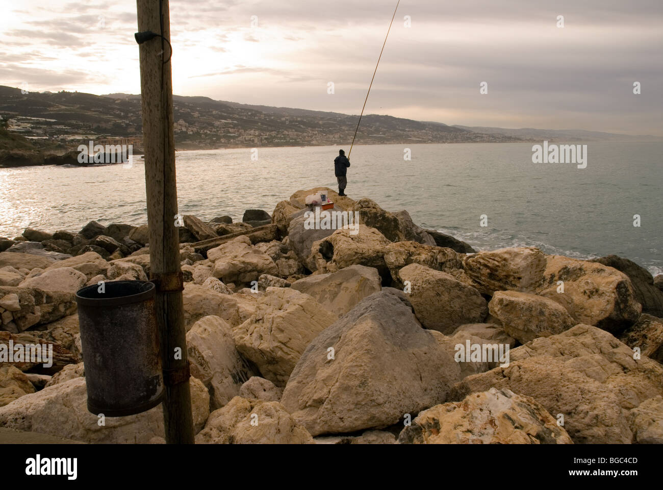 fishing at Byblos Shore North Beirut Lebanon Stock Photo Alamy