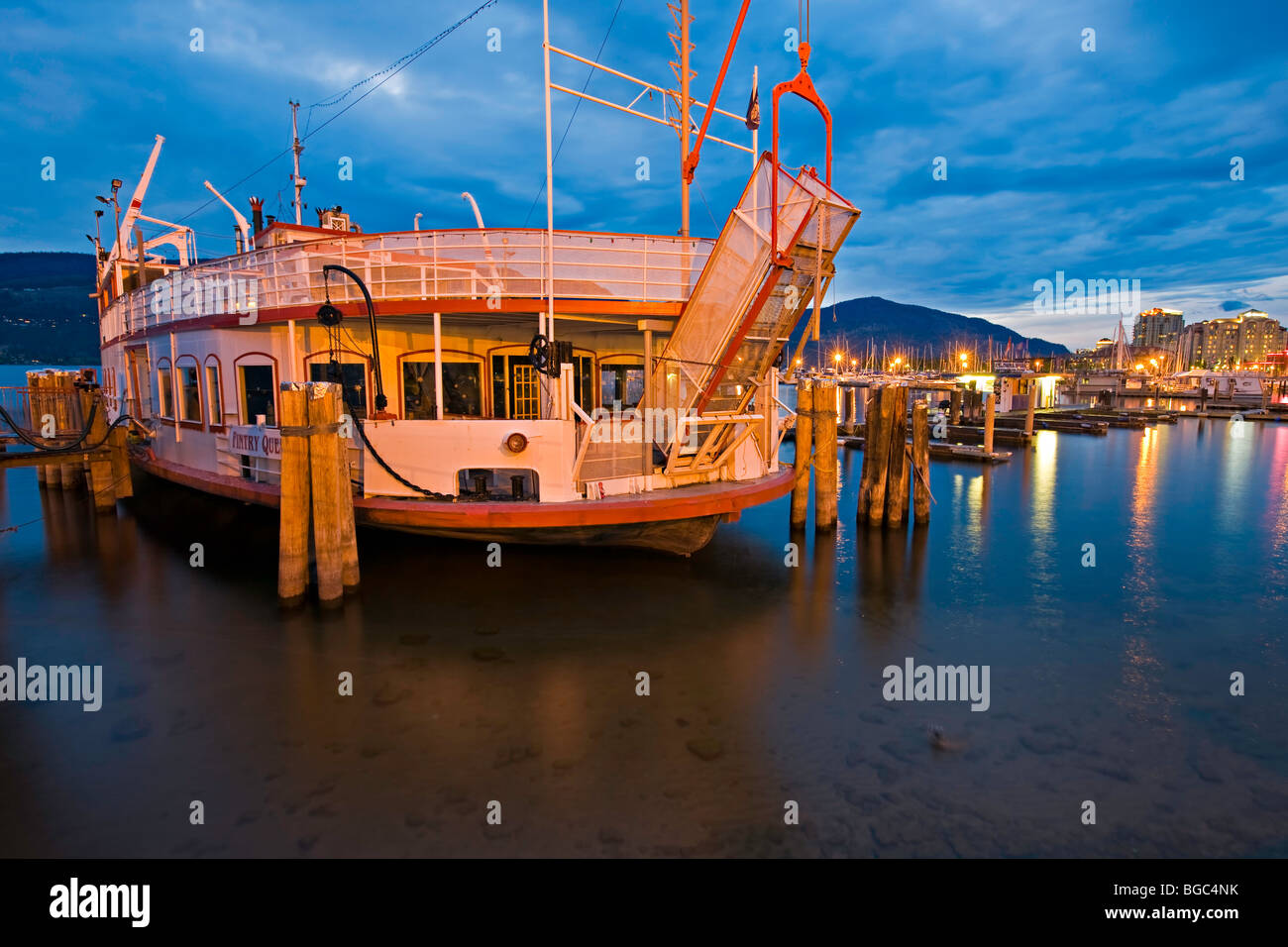 M.V. Fintry Queen Tour boat along the waterfront of Okanagan Lake in the city of Kelowna