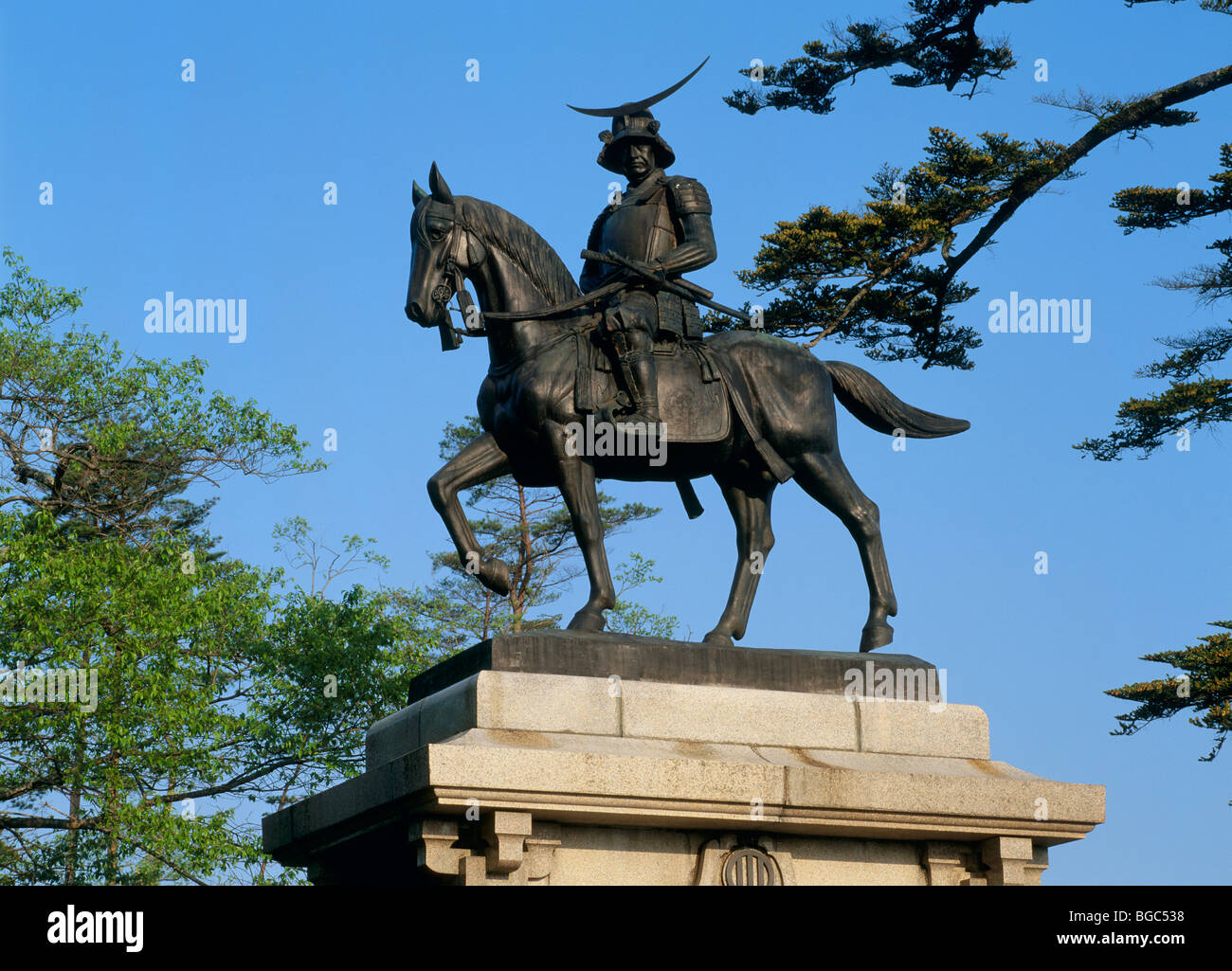 Equestrian Statue of Date Masamune, Sendai, Miyagi, Japan Stock Photo