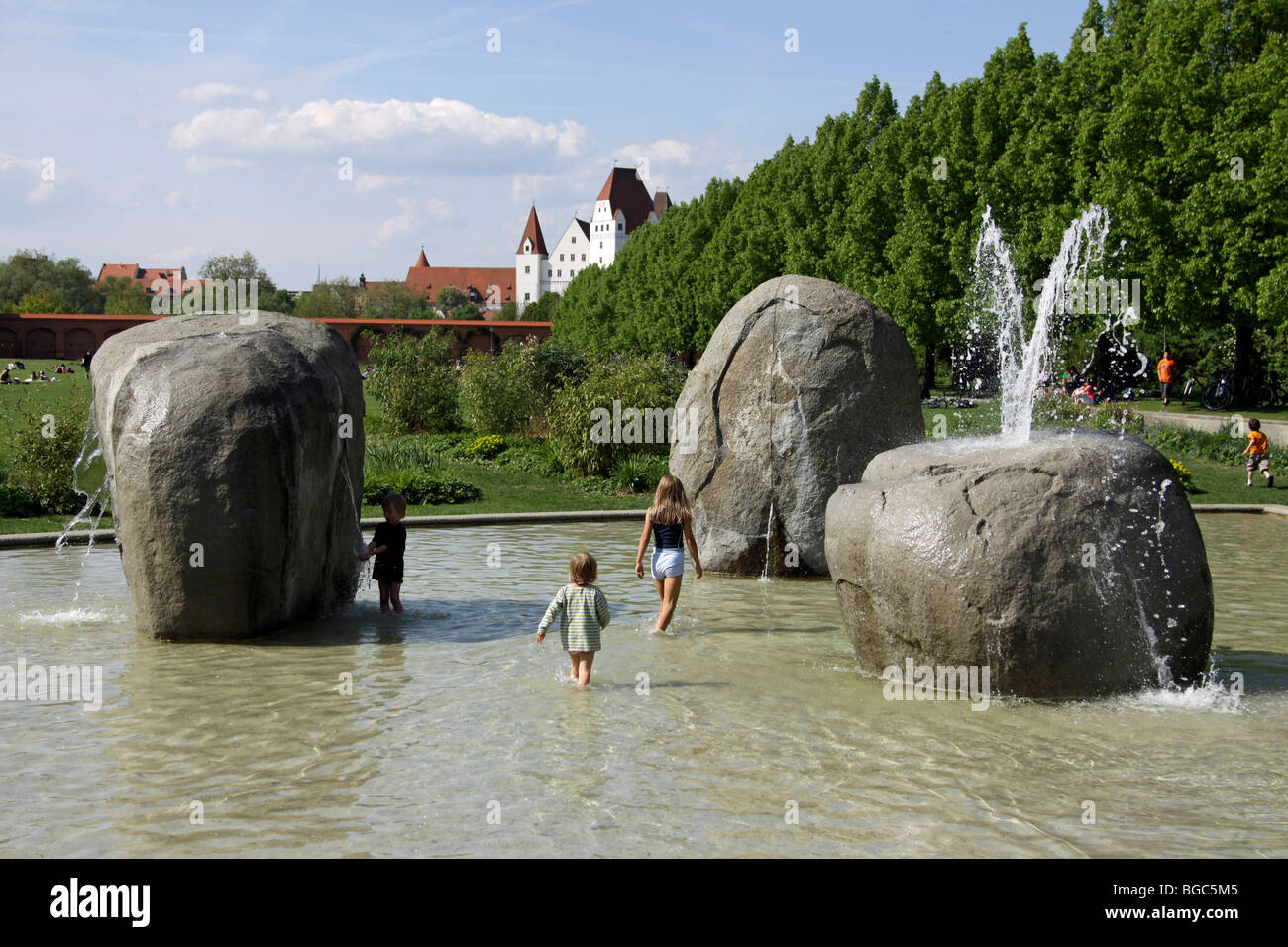 Children playing in the Klenzepark park, Ingolstadt, Bavaria, Germany