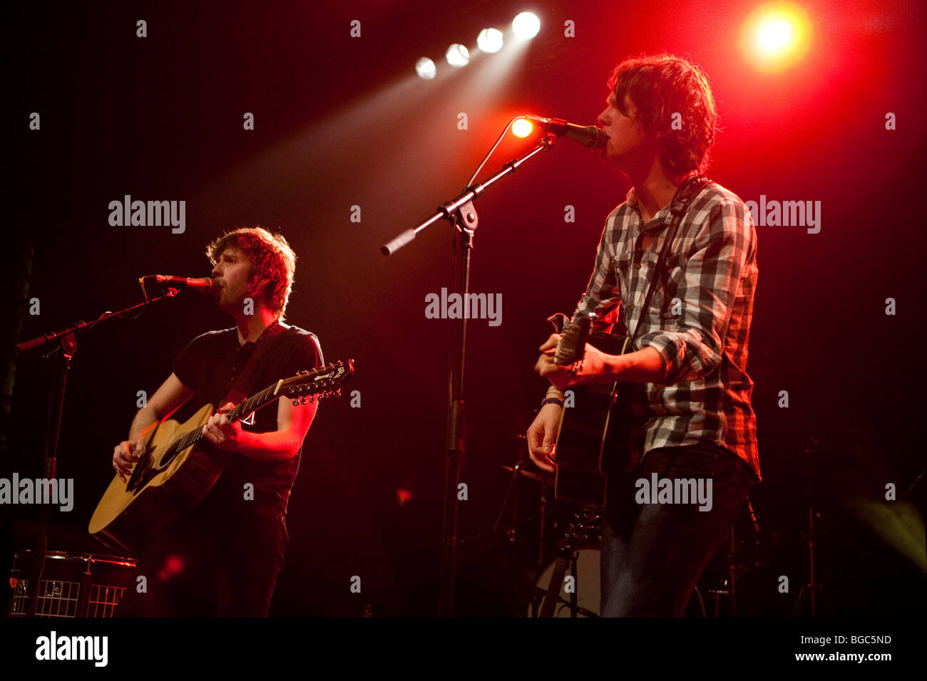 James O'Neill and Martin Kelly, Scottish singer and songwriter duo Martin & James, live in the Lucerne Hall of the KKL in Lucer Stock Photo