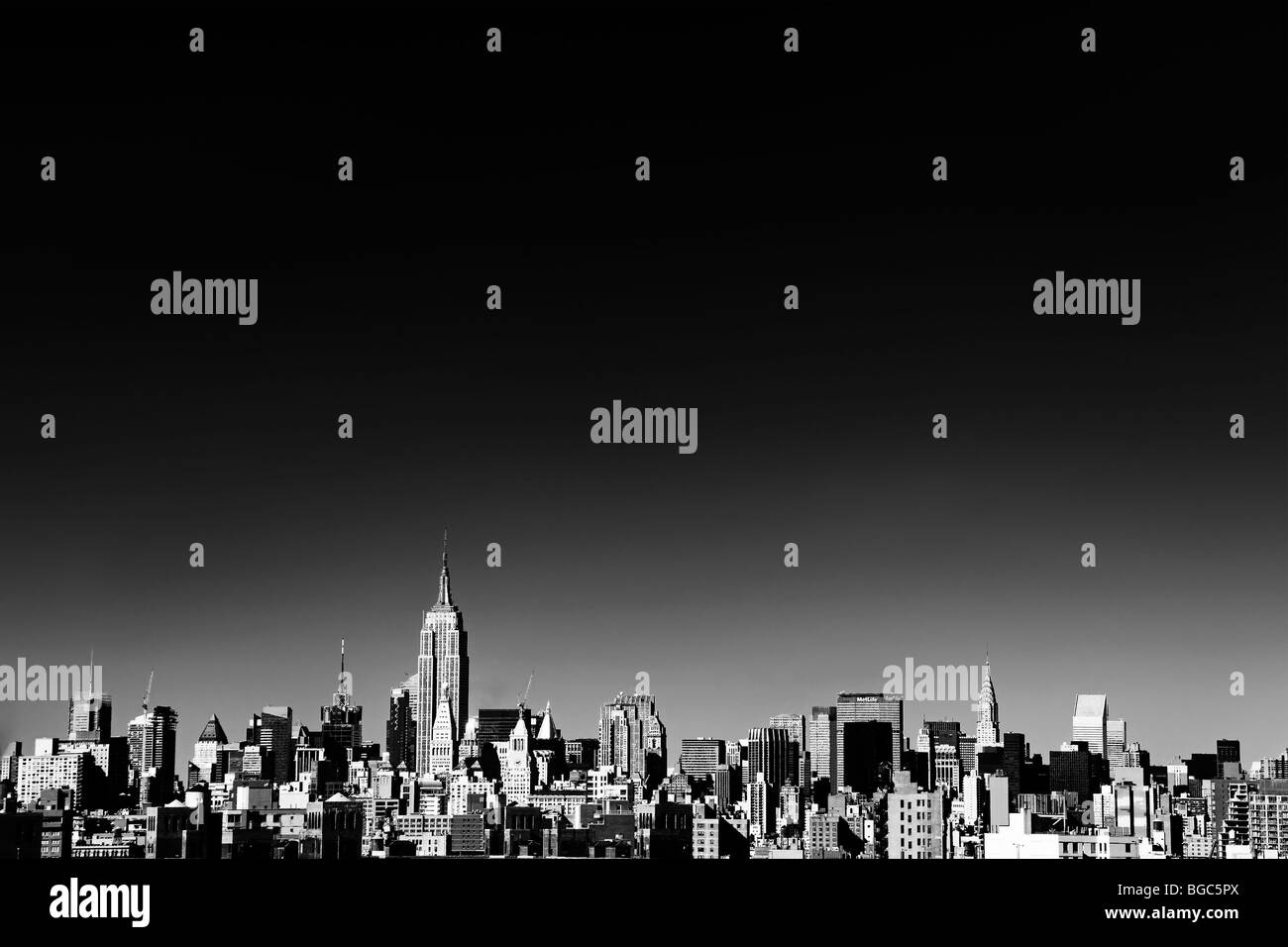 skyline of new york city, in black and white Stock Photo