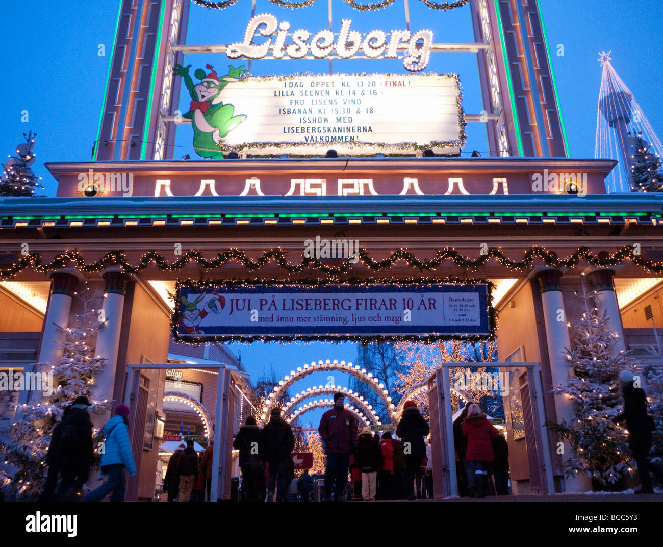 Entrance to Christmas Market at Liseberg amusement park in ...