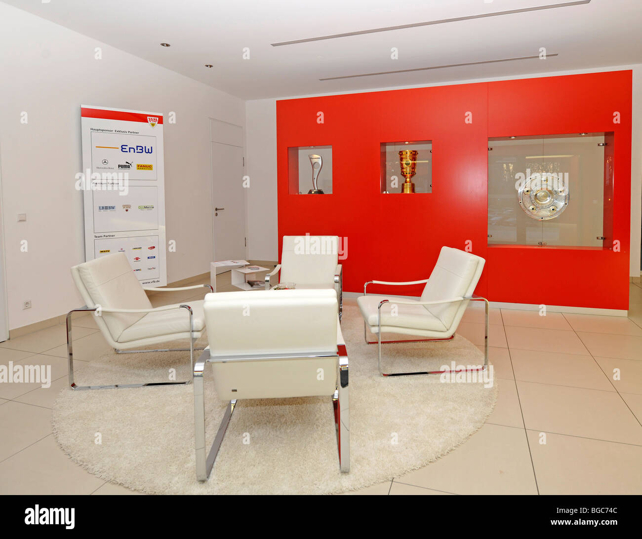 Interior, foyer, office of the VfB Stuttgart football club, Stuttgart, Baden-Wuerttemberg, Germany, Europe Stock Photo