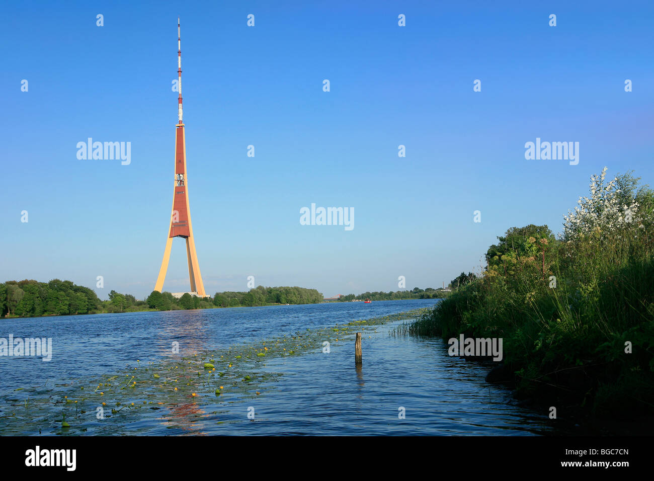 Riga Radio and TV Tower along Daugava River in Riga, Latvia Stock Photo -  Alamy