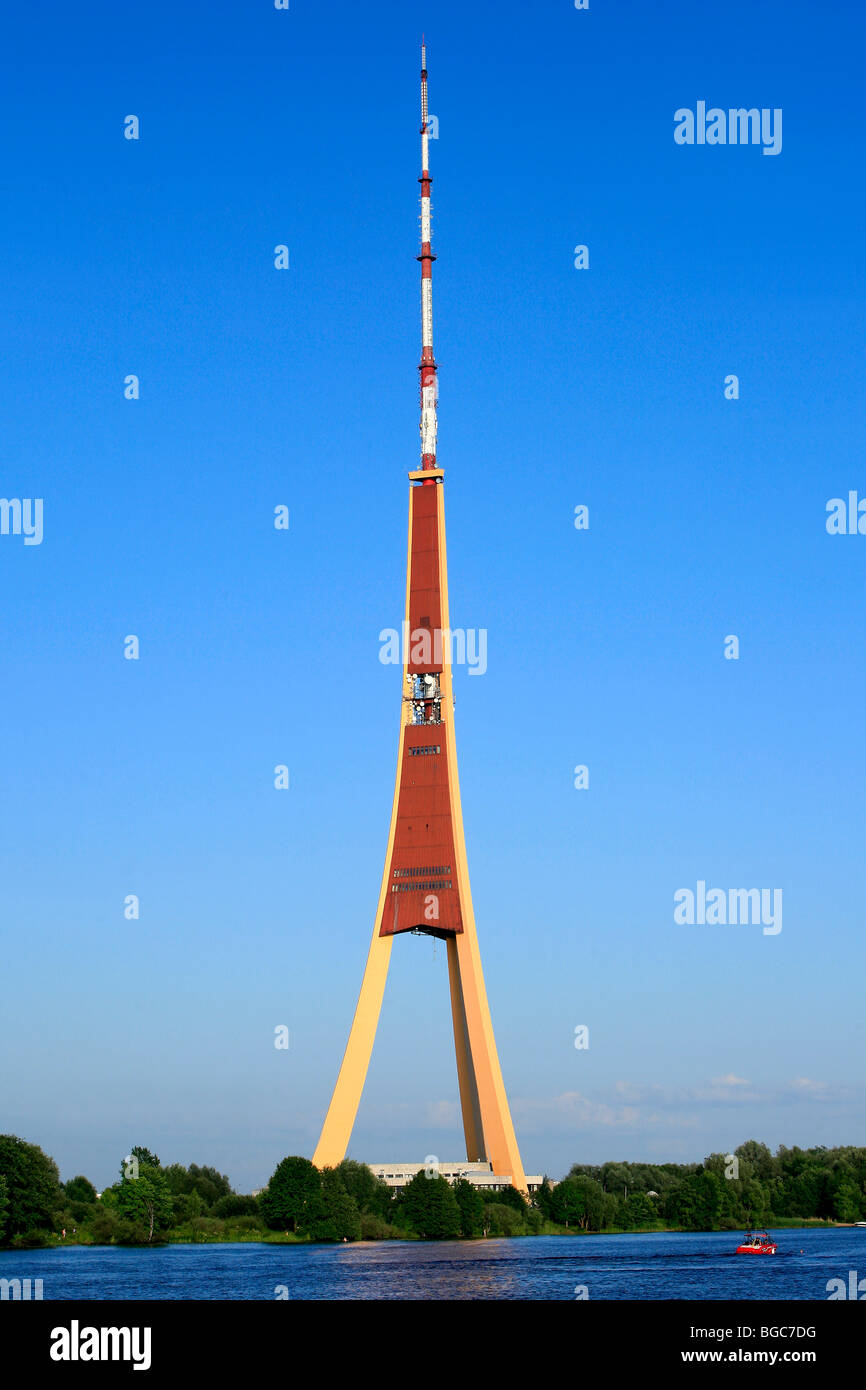 Riga Radio and TV Tower along Daugava River in Riga, Latvia Stock Photo -  Alamy