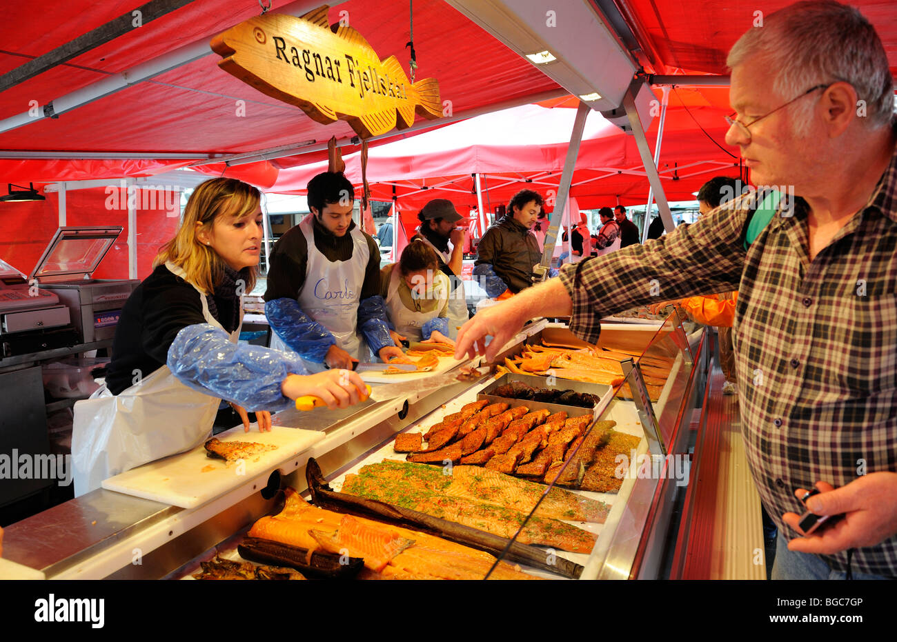 Fish market in Bergen, Norway, Scandinavia, Northern Europe Stock Photo