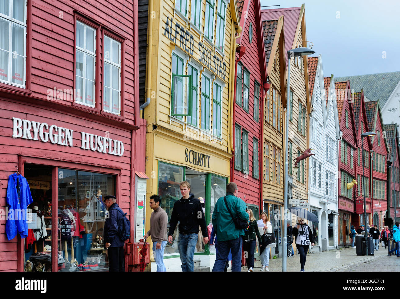 Bryggen, the old harbor district of Bergen, UNESCO World Heritage Site, Norway, Scandinavia, Northern Europe Stock Photo