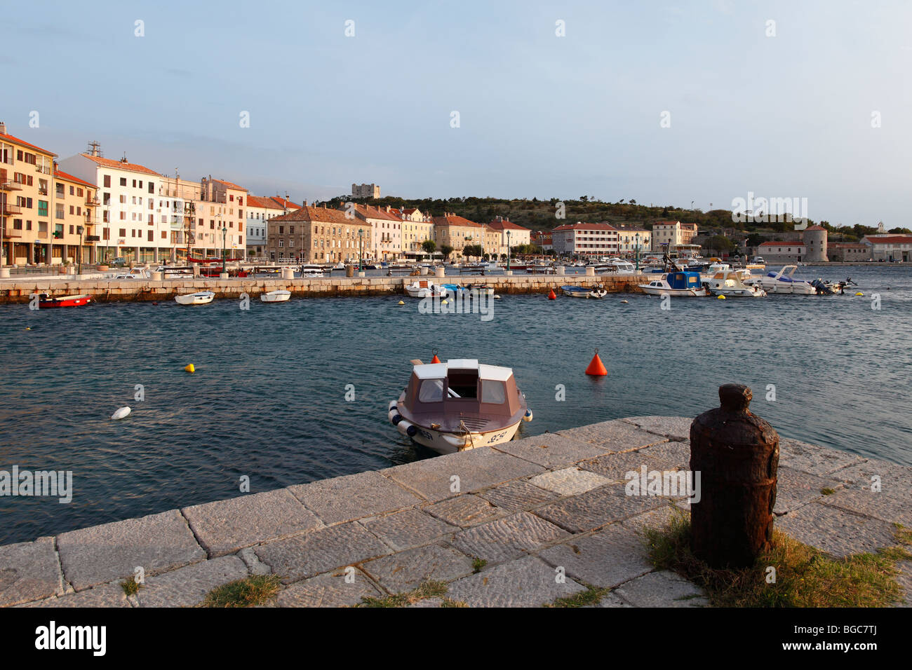 Port of Senj in front of Nehaj Castle, Adriatic Sea, Croatia, Europe Stock Photo