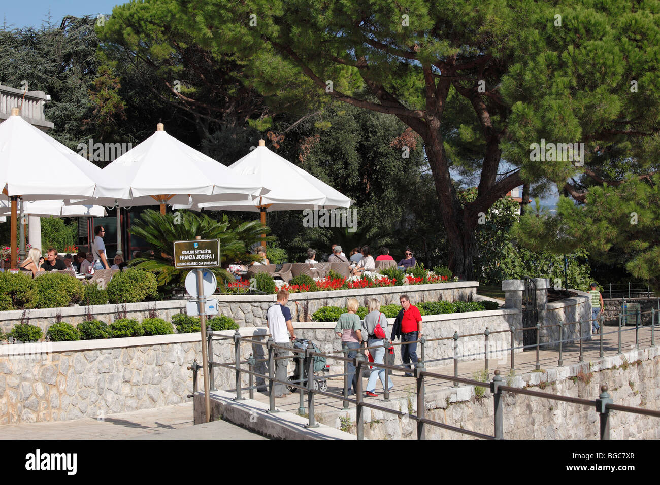 Café Wagner, Angiolina Park, Lungomare promenade, Opatija, Abbazia, Istria, Croatia, Europe Stock Photo