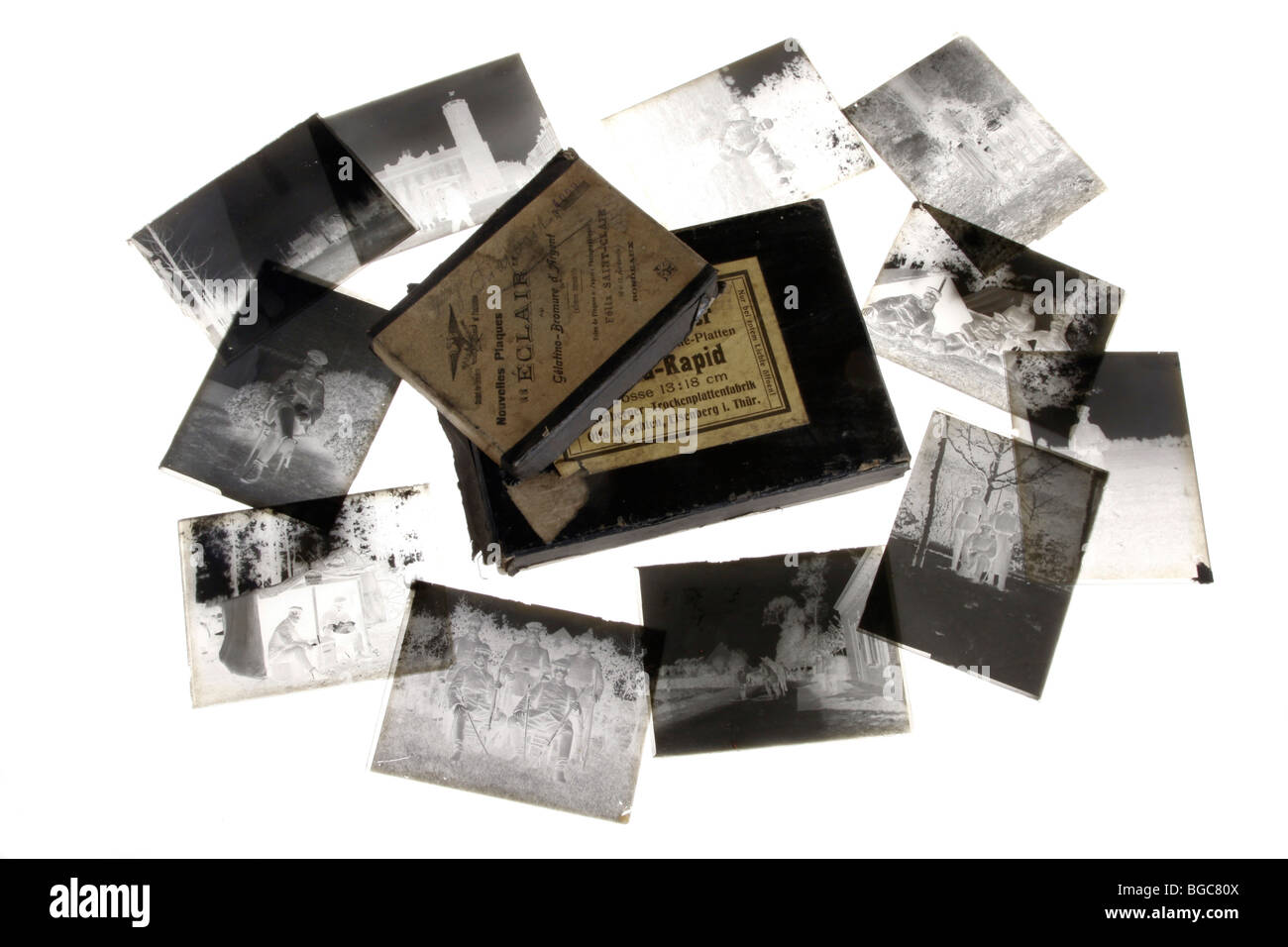 Old photographs on silver bromide gelatin dry plates Stock Photo