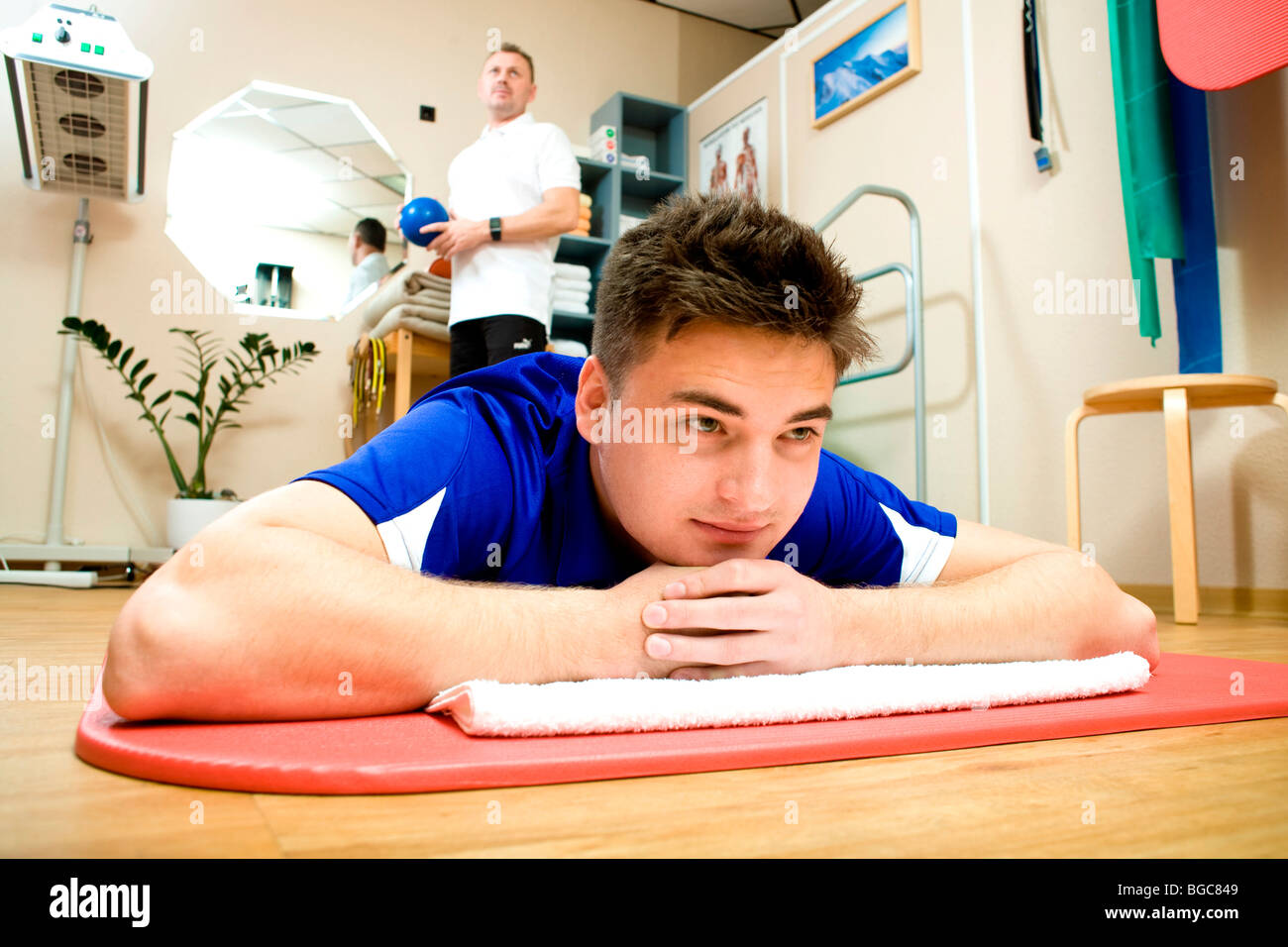 Physiotherapist and patient doing physiotherapy Stock Photo