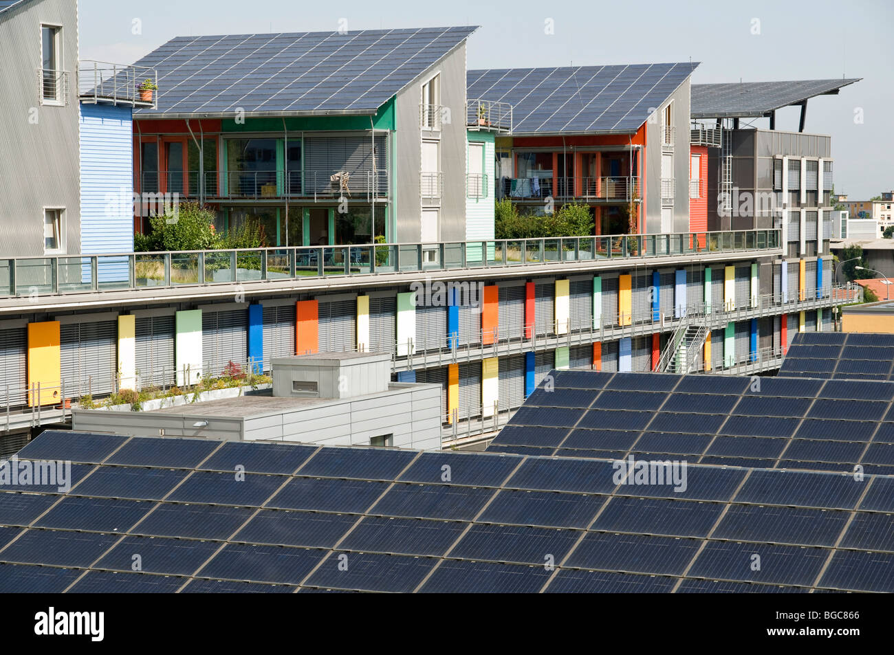 Solarsiedlung solar community, Vauban, Freiburg, Baden-Wuerttemberg, Germany, Europe Stock Photo