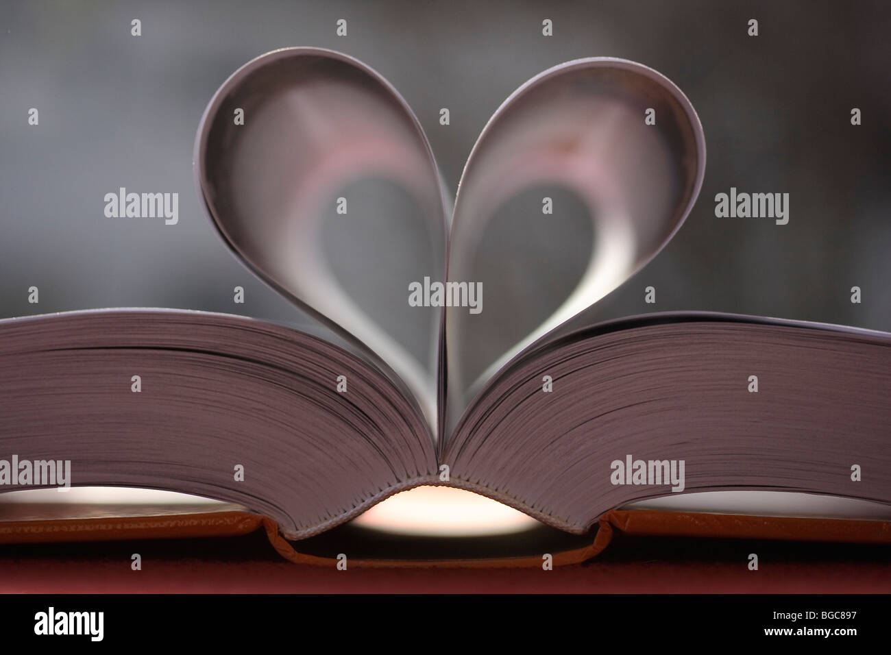 Book pages, heart-shaped Stock Photo