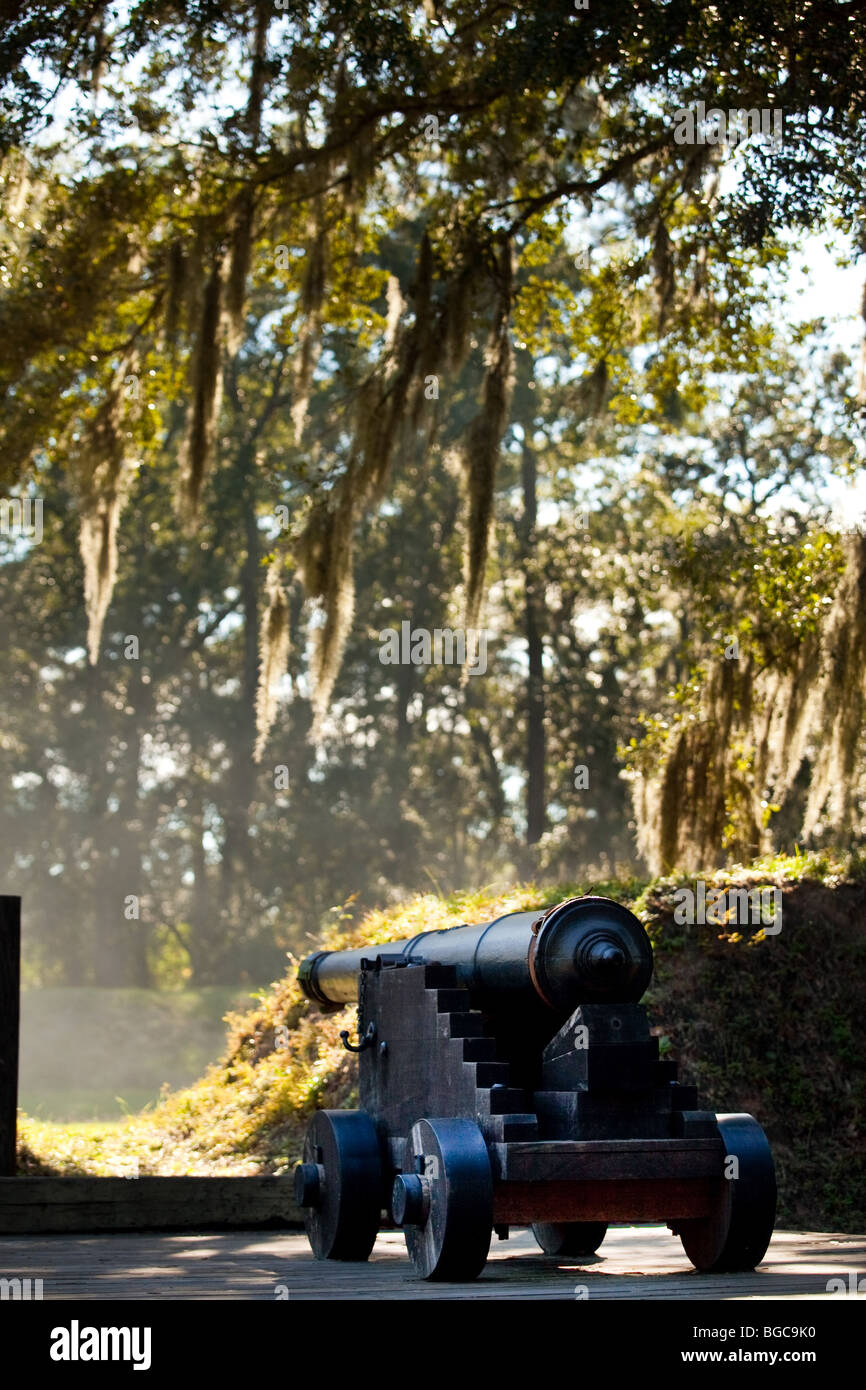A 17th century cannon along the fortifications of historic Charles