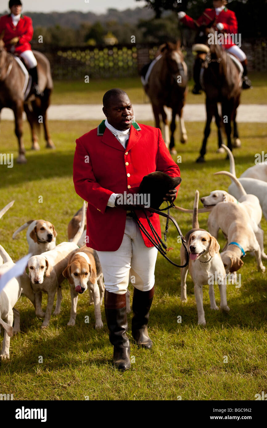 Blessing of the foxhounds and fox hunters at the start of the fox