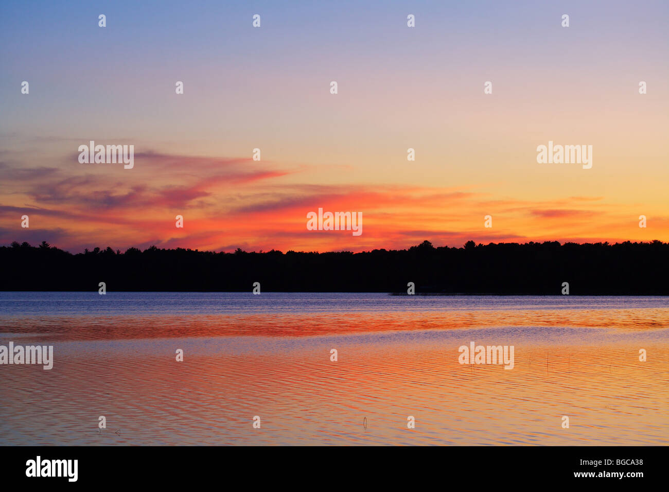 sunset on lake in minnesota summer Stock Photo