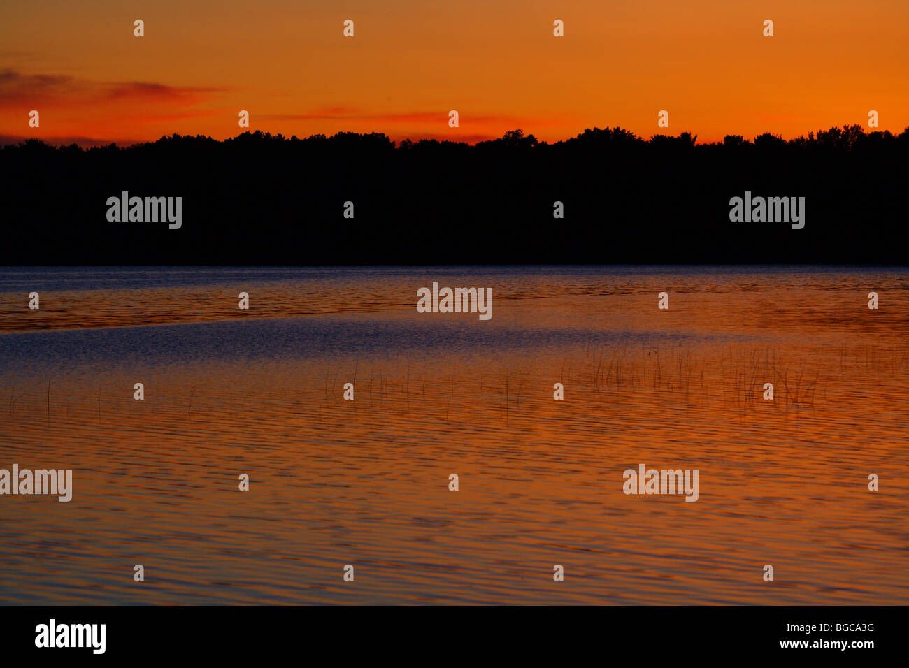 sunset on lake in minnesota summer Stock Photo