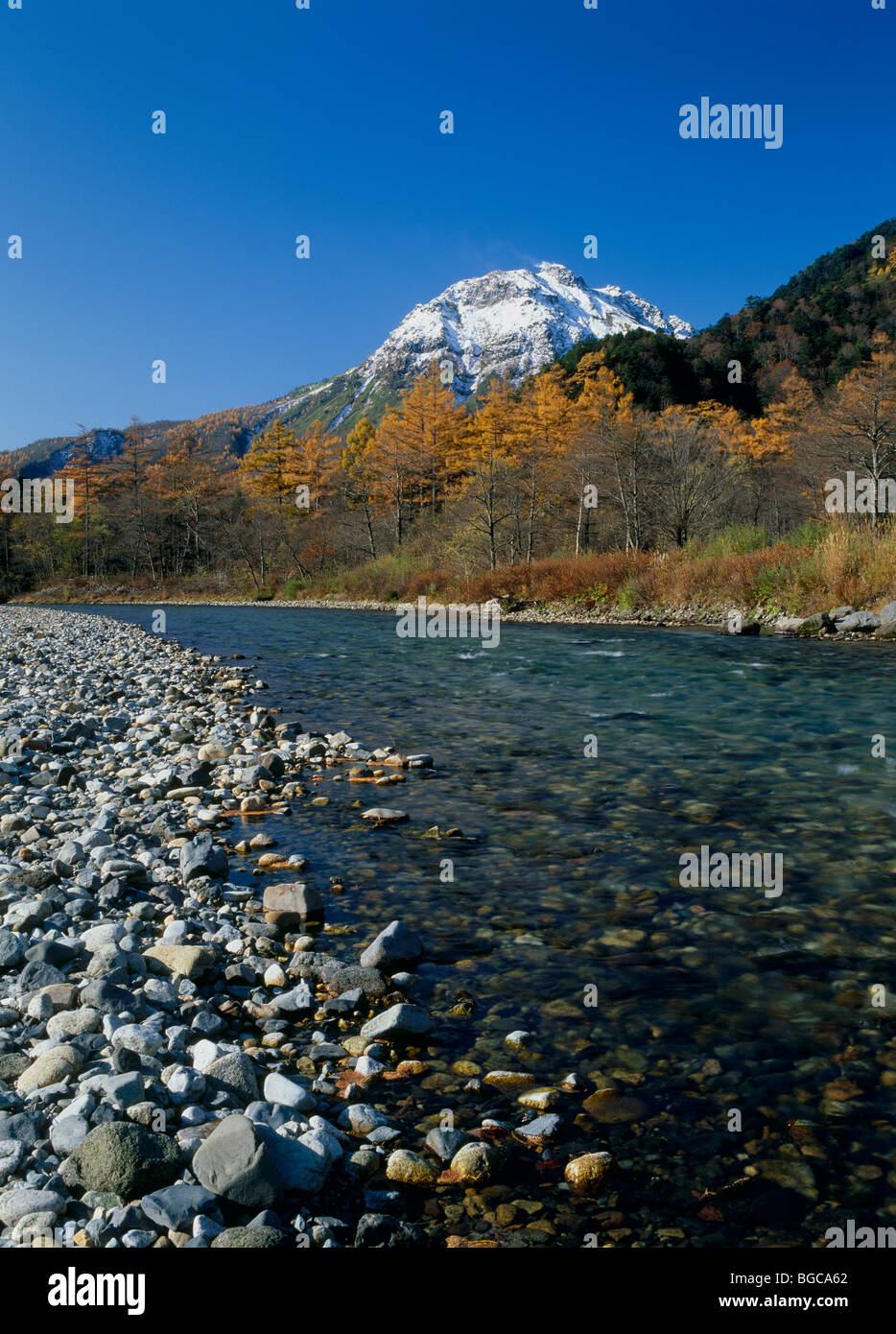 Azusa River, Matsumoto, Nagano, Japan Stock Photo
