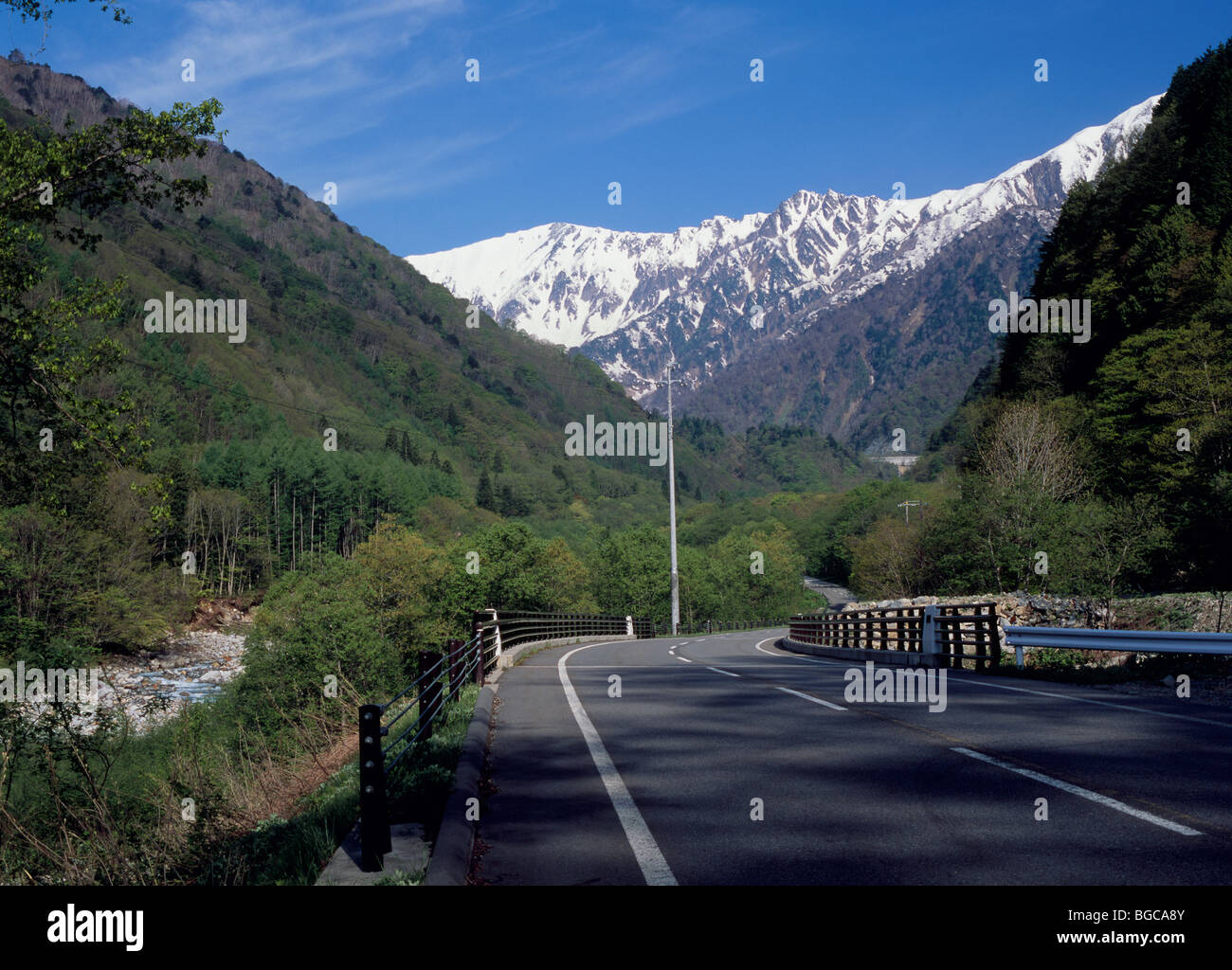 Omachi Alpen Line, Omachi, Nagano, Japan Stock Photo