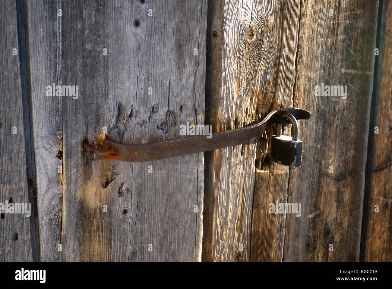 The old wooden door, Perm, Russia Stock Photo