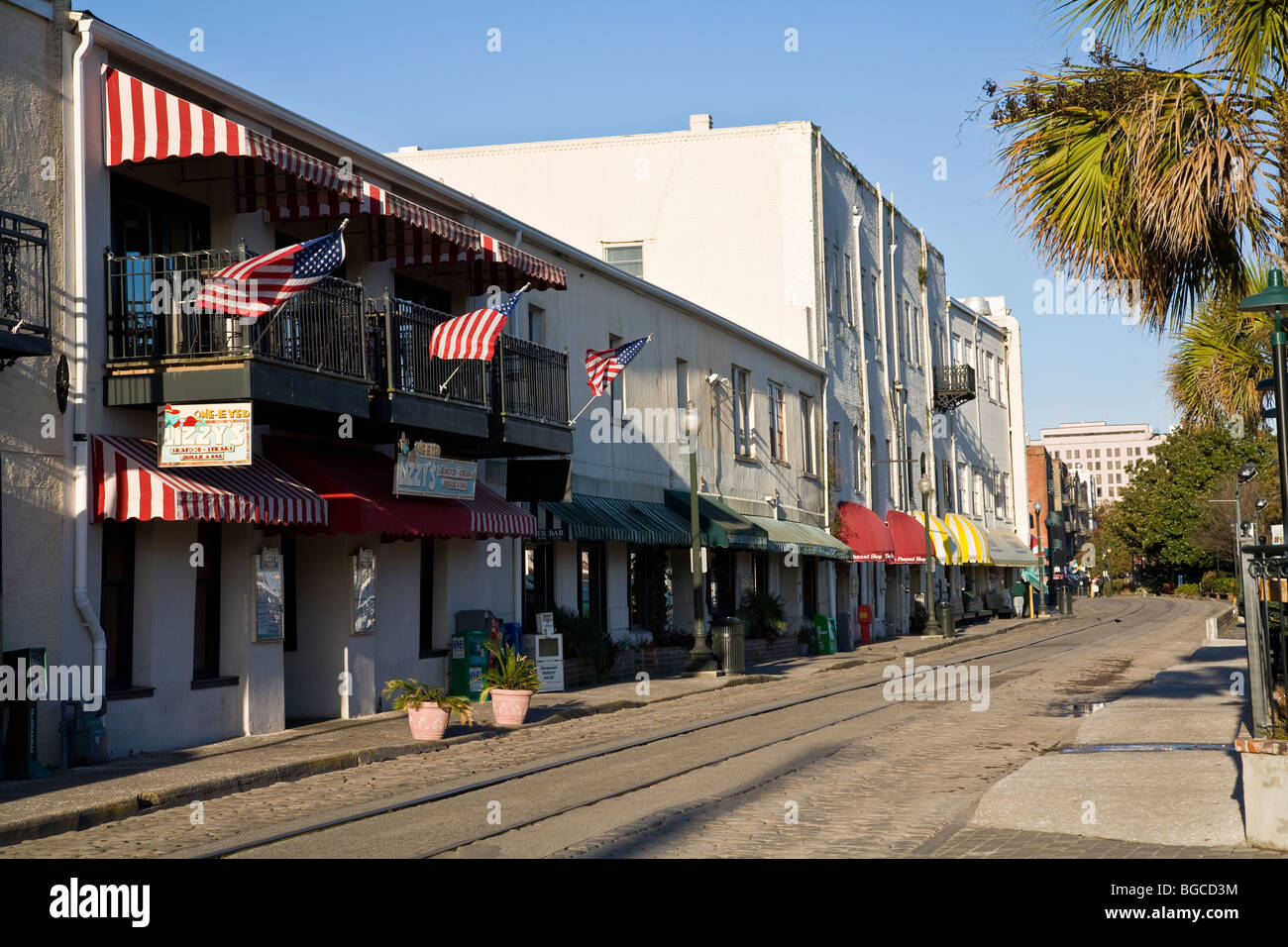 Shops on East River Street in Savannah Stock Photo Alamy