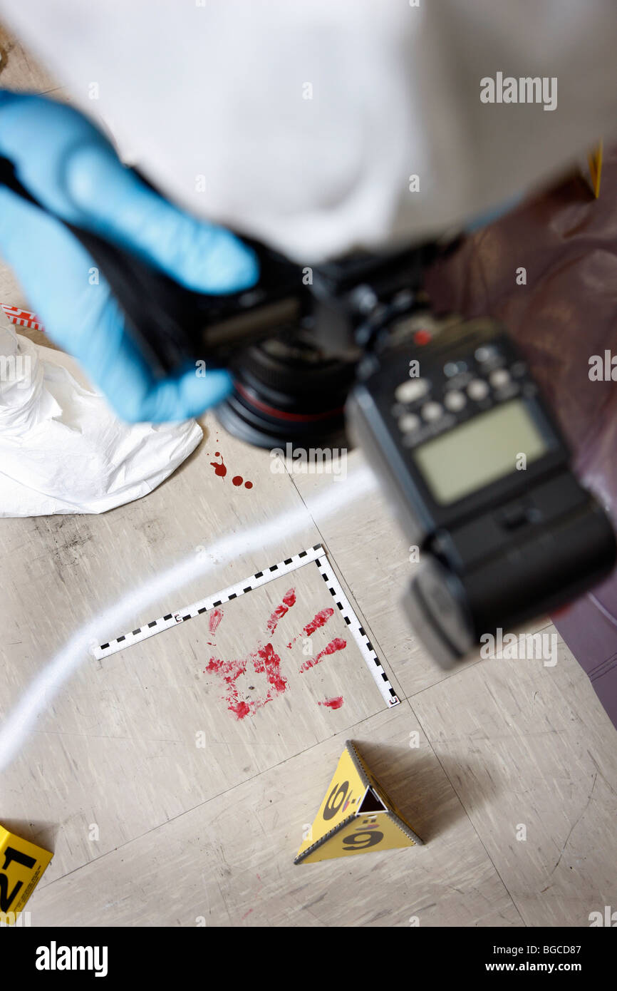 Crime scene investigation, forensic people at a murder scene. Police