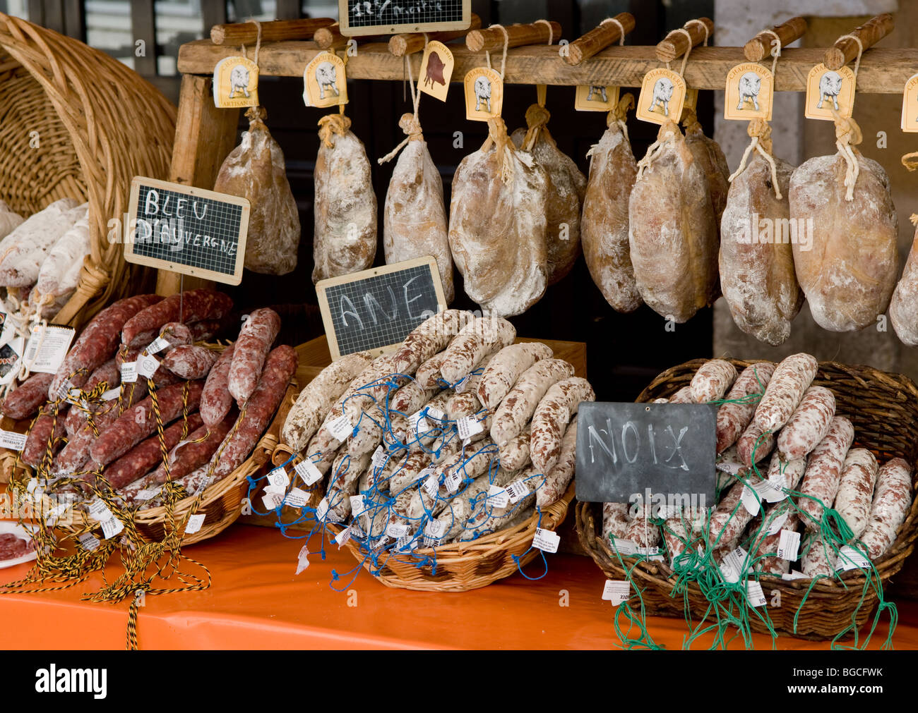 sausages dried meats charcuterie Stock Photo Alamy
