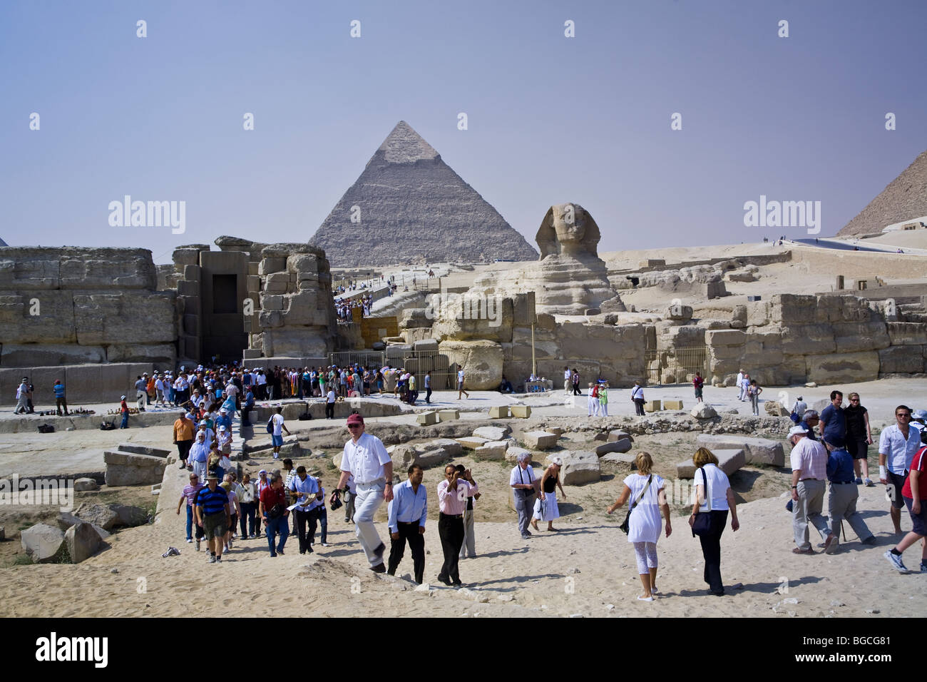 Crowds jam the entrance to the site of the great Sphinx near the