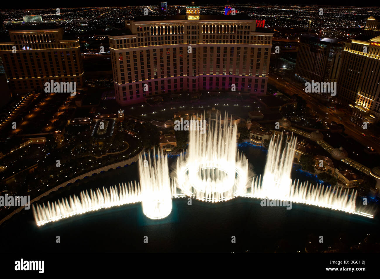 Dancing Fountains of Bellagio Night Scene Las Vegas Bellagio Hotel