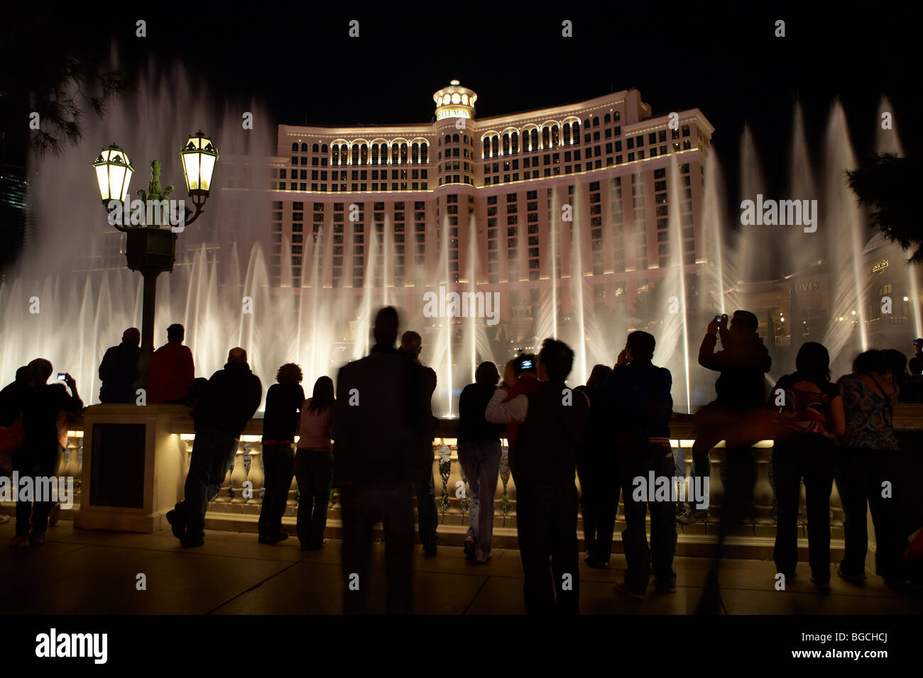 Dancing Fountains of Bellagio Night Scene Las Vegas Bellagio Hotel