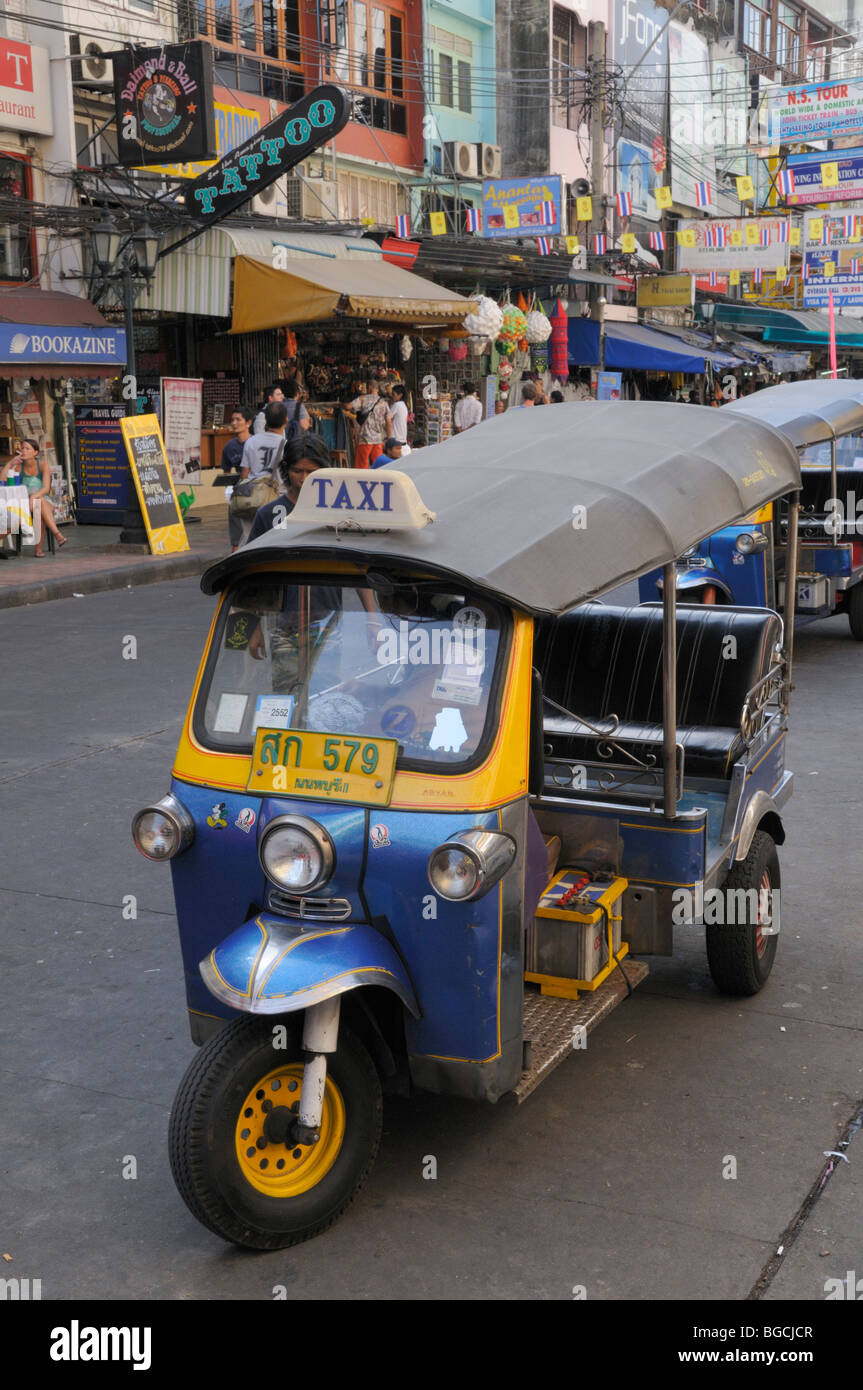 Thailand; Bangkok; Banglamphu; Thanon Khao San; Street Scene with Tuk Tuk Stock Photo